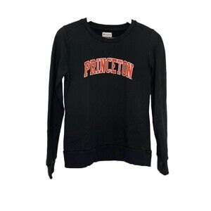 Champion Princeton Womens Small Campus Crew Sweatshirt Black Logo Cotton